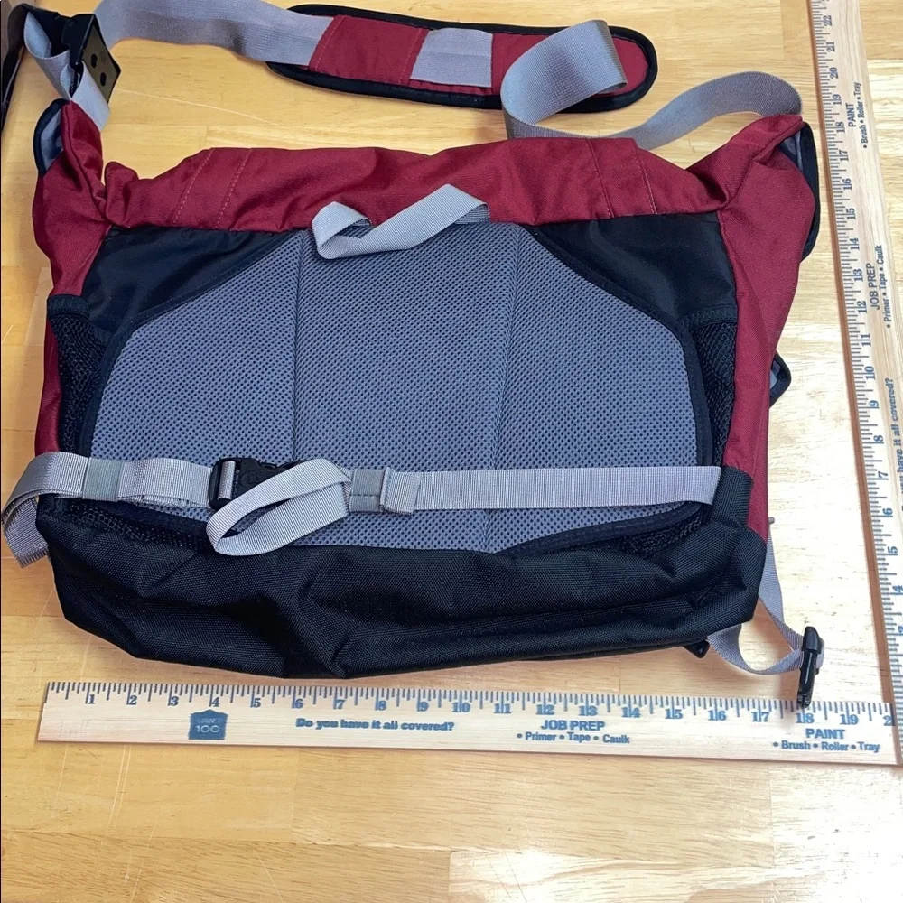 L.L. Bean Messenger Bag/Computer Bag. Nylon. Burgundy, Gray, Black. Crossbody