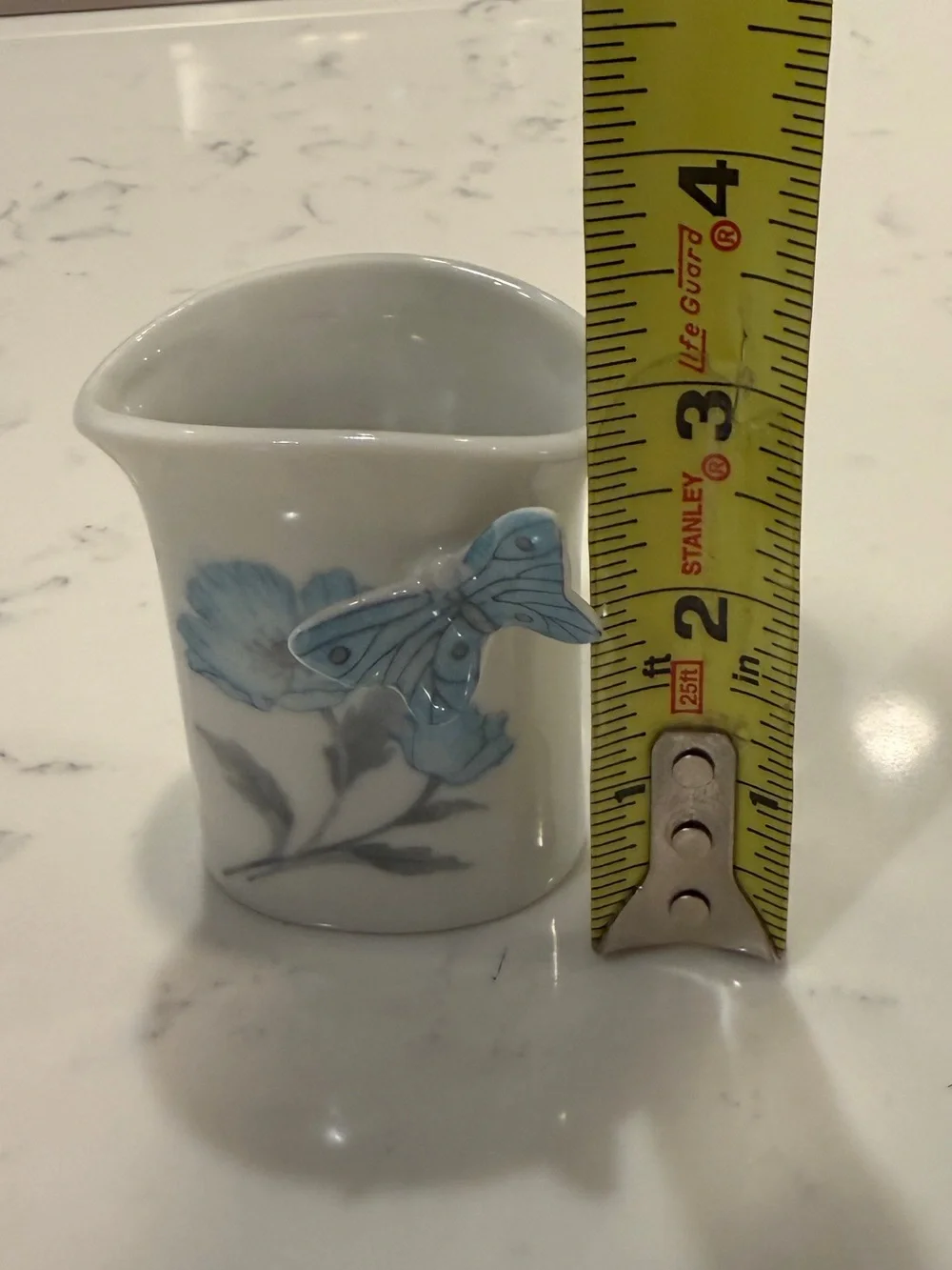 Blue Butterfly Porcelain Bud Vase vtg porcelain
