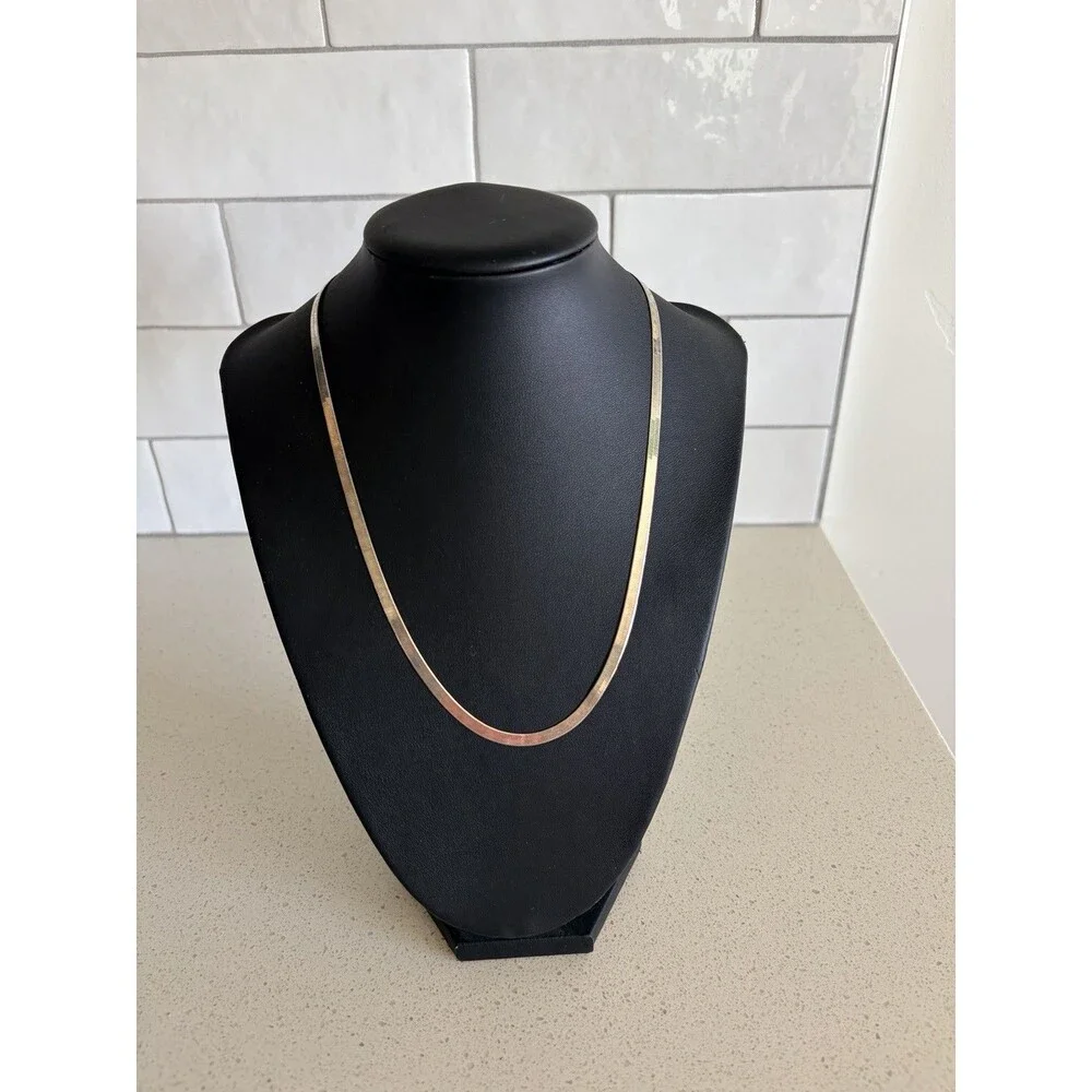 20” 5mm, Vintage Italian sterling silver necklace, Italy 925 herringbone chain