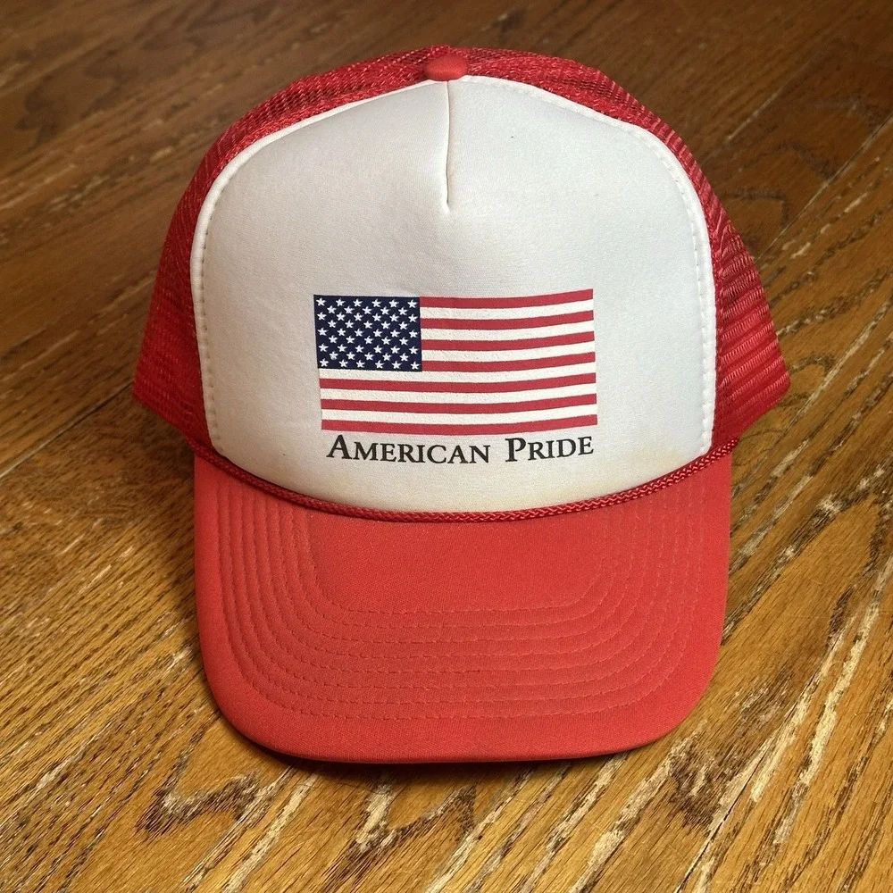 Vintage American Pride‎ Trucker Hat Cap Men's Snap Back Foam Adjustable 90's