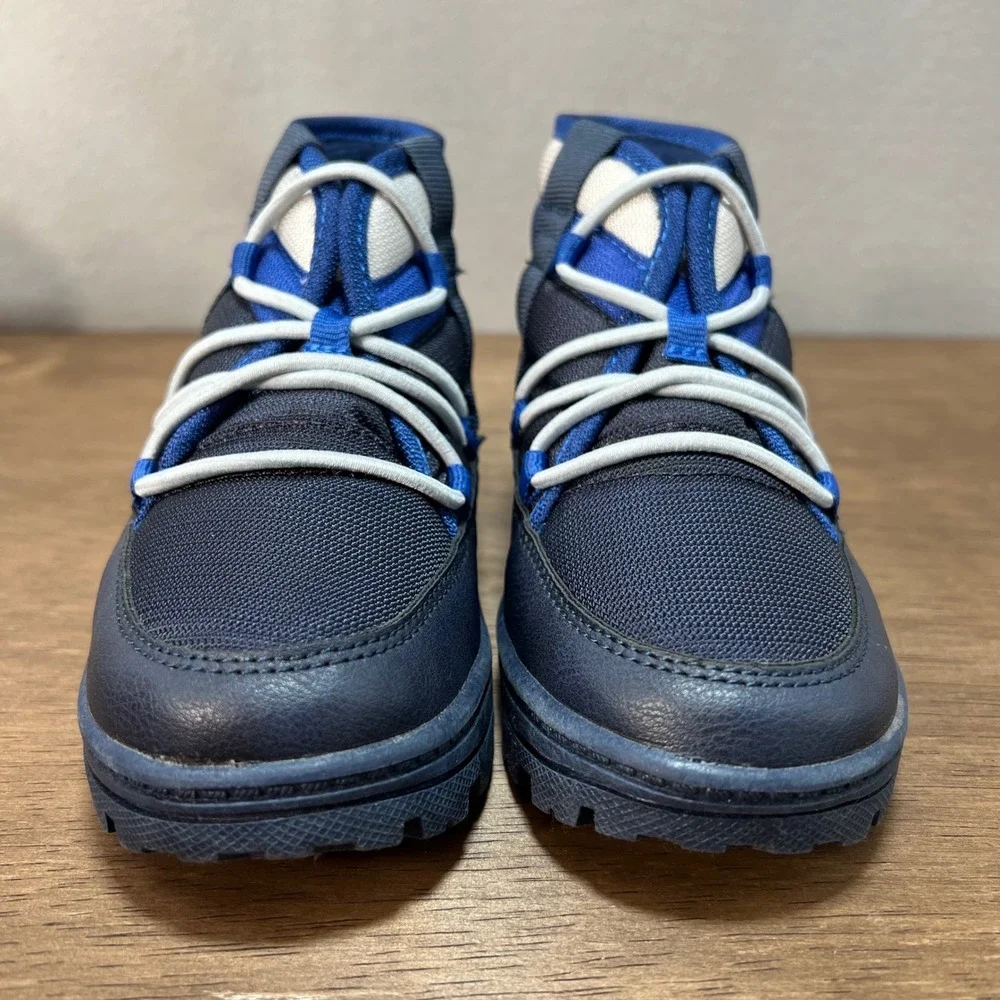 Carter's Kids Blue & Navy Fallon Boots Size 11M Elastic Lace Puffer Winter Shoes