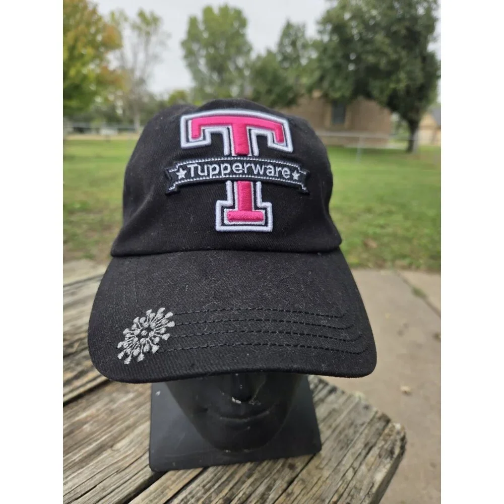 Tupperware Women’s Baseball Cap Hat Black Pink Logo Promotional‎ Strapback