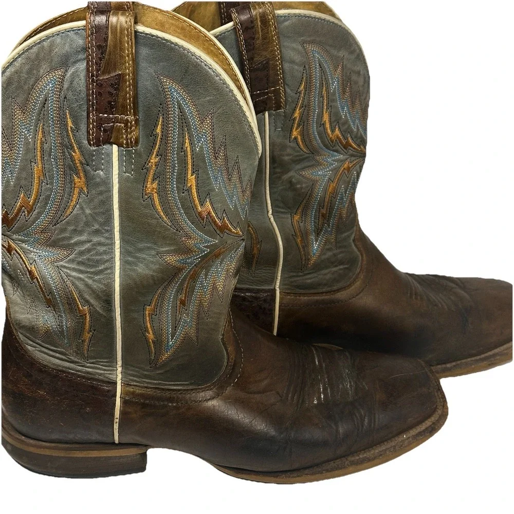Ariat Arena Rebound‎ Men's 9.5D 10021679 Brown Blue Leather Square Toe Boots