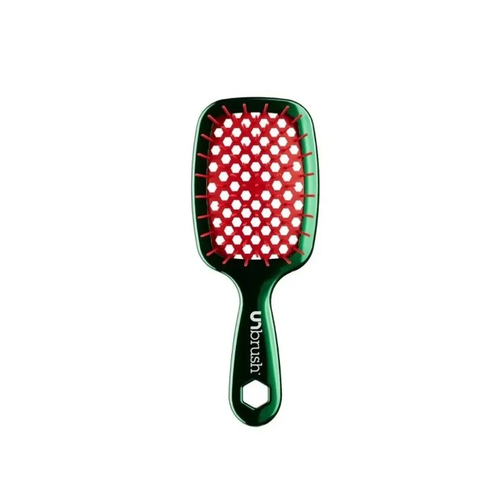 UNbrush Mini Detangling Hair‎ Brush Travel Gift Holiday Chrome Green New
