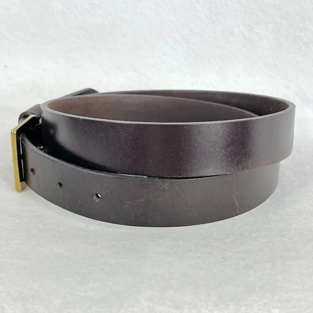 Eddie Bauer Leather Belt Classic Old Money Luxury Academia Prep Brown 3XL