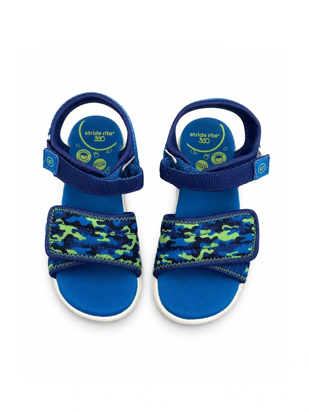 Stride Rite Blue and Green Camo Toddler light up Sandals