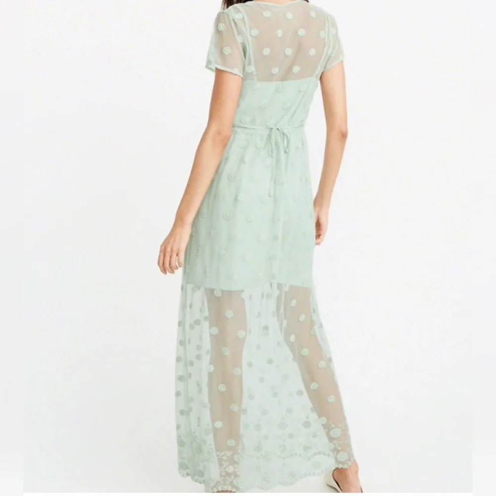 Abercrombie & Fitch Mint Embroidered Maxi Dress
