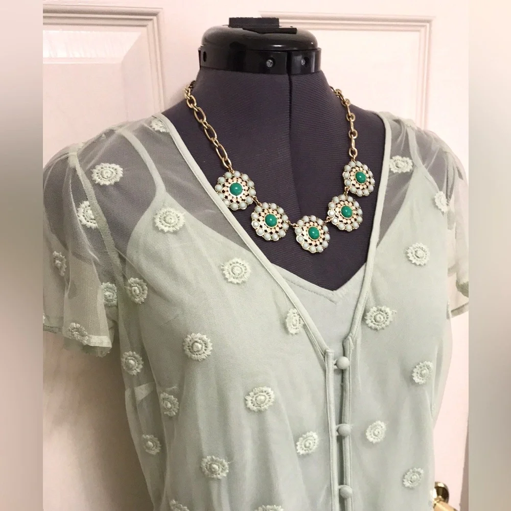 Abercrombie & Fitch Mint Embroidered Maxi Dress