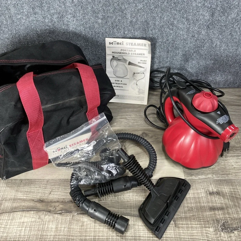 Scunci SS-1000 Hand‎ Held Portable Household Steamer with Attachments/Bag/Manual