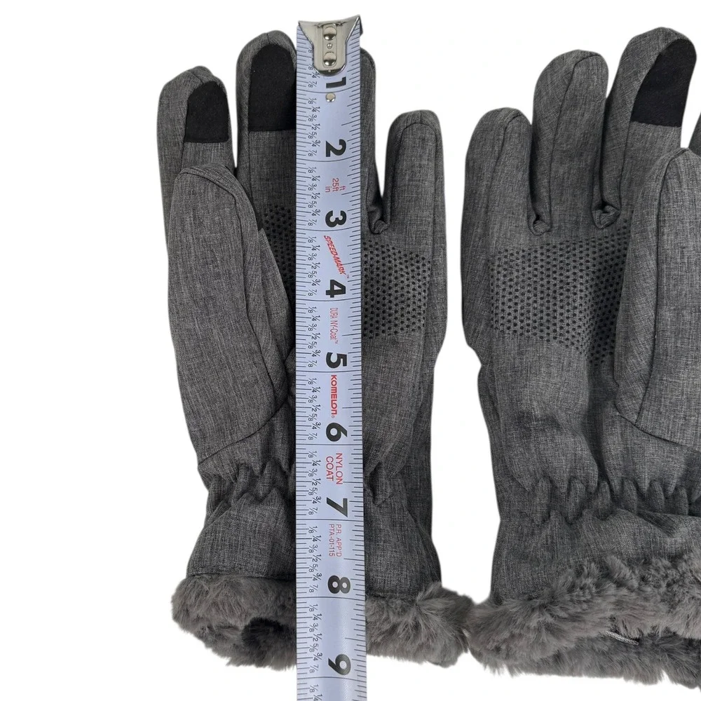 Zero Exposure Warm Faux Fur Trim Gloves Touchscreen Compatible‎ Gray S/M 174