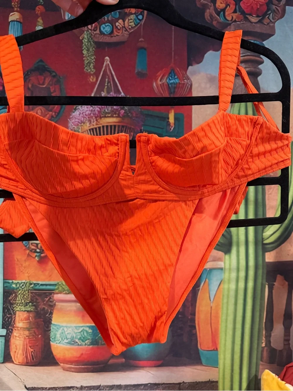 Monday Swimwear Orange Ribbed Underwire Bikini Bottom