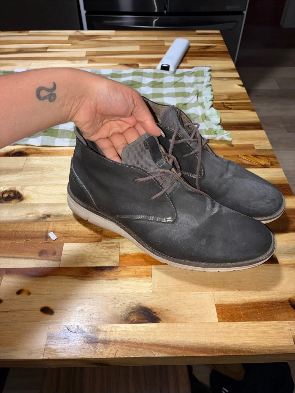 Reaction Kenneth Cole Men’s Chukka Boots in Dark Gray with White Sole