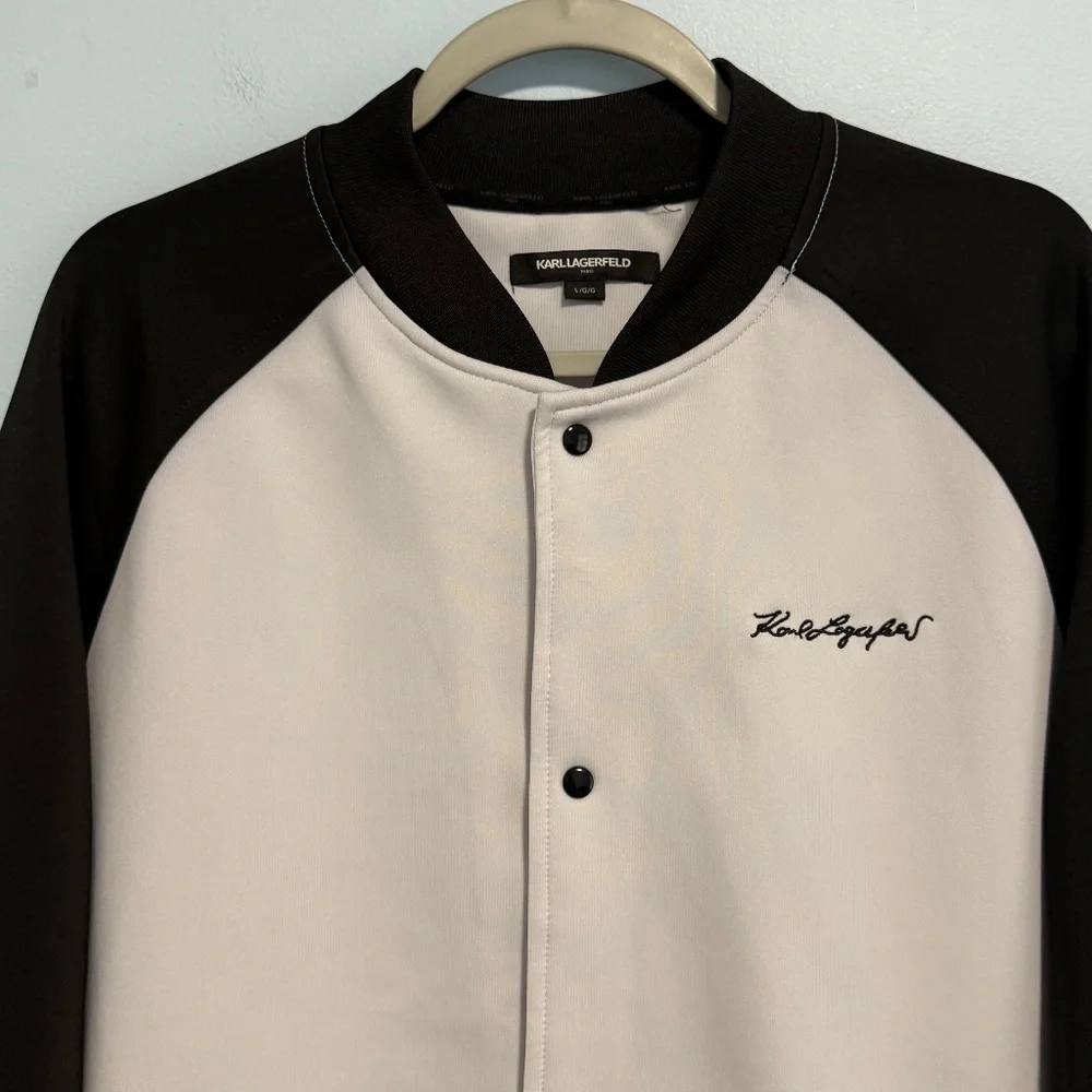 Karl Lagerfeld Paris Men's Colorblock Scuba Bomber Track Jacket Size L‎