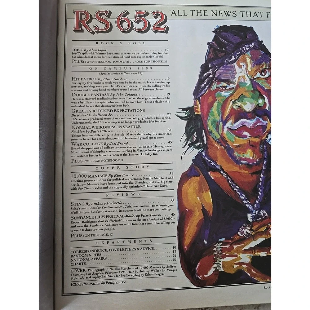 Rolling Stone Issue 652:‎ March 18, 1993-Natalie Merchant/10,000 Maniacs