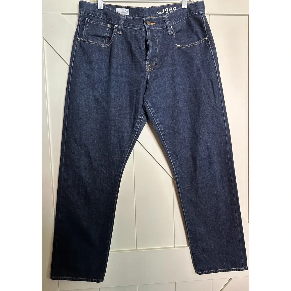 Gap Original Fit 1969 Branded Button Fly Blue Jeans Men's‎ Straight Leg Size 32r