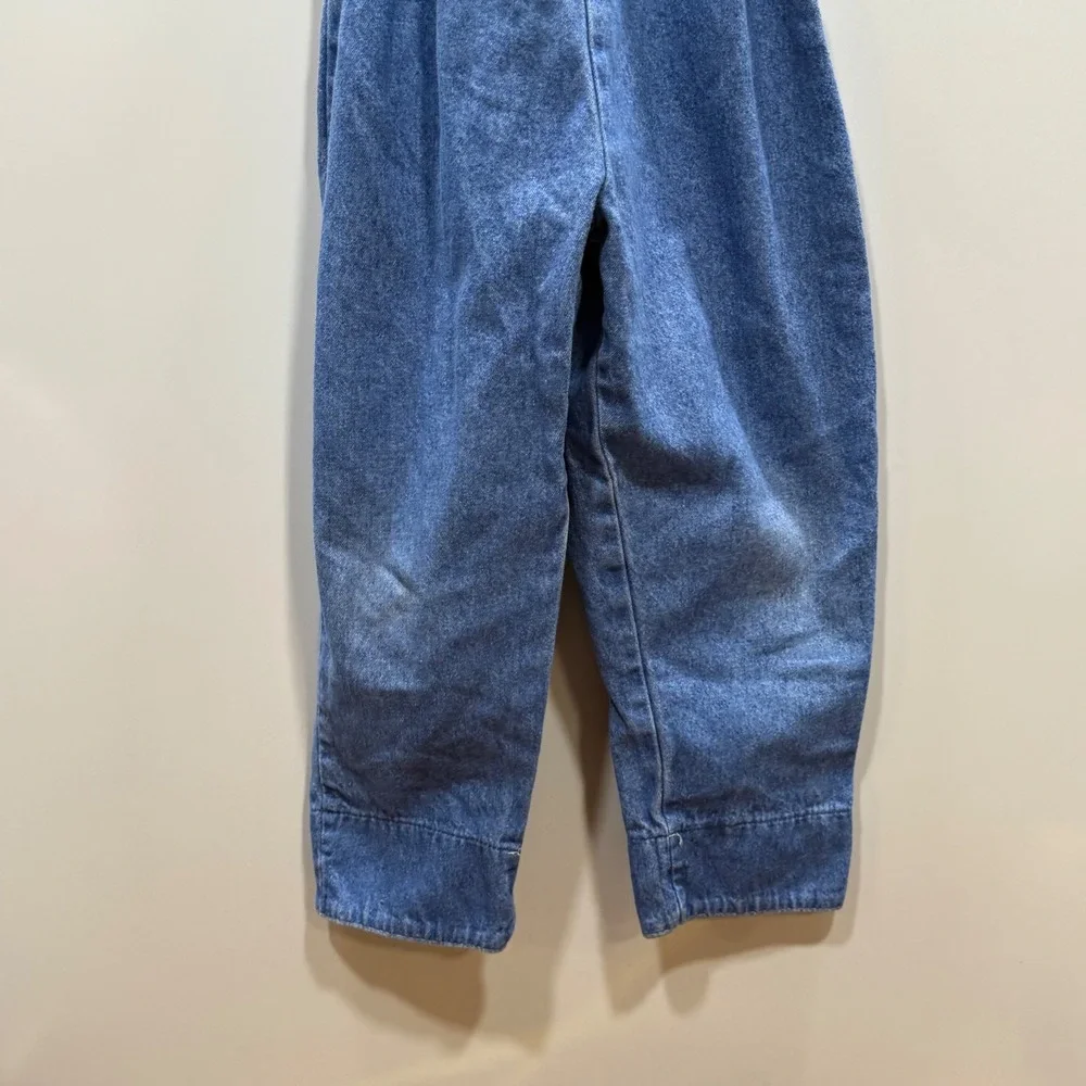 VTG OshKosh B'gosh Kids Denim Overalls Floral Accents Blue Size 4‎ Made in USA
