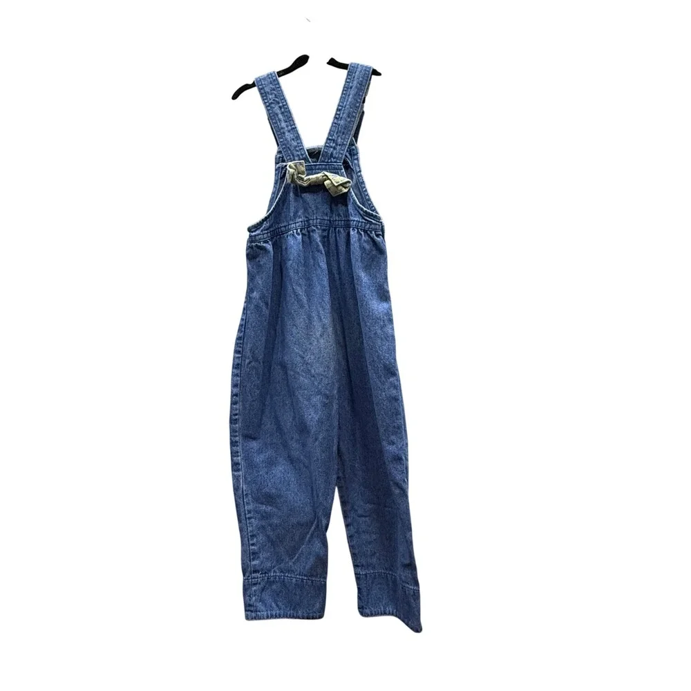 VTG OshKosh B'gosh Kids Denim Overalls Floral Accents Blue Size 4‎ Made in USA