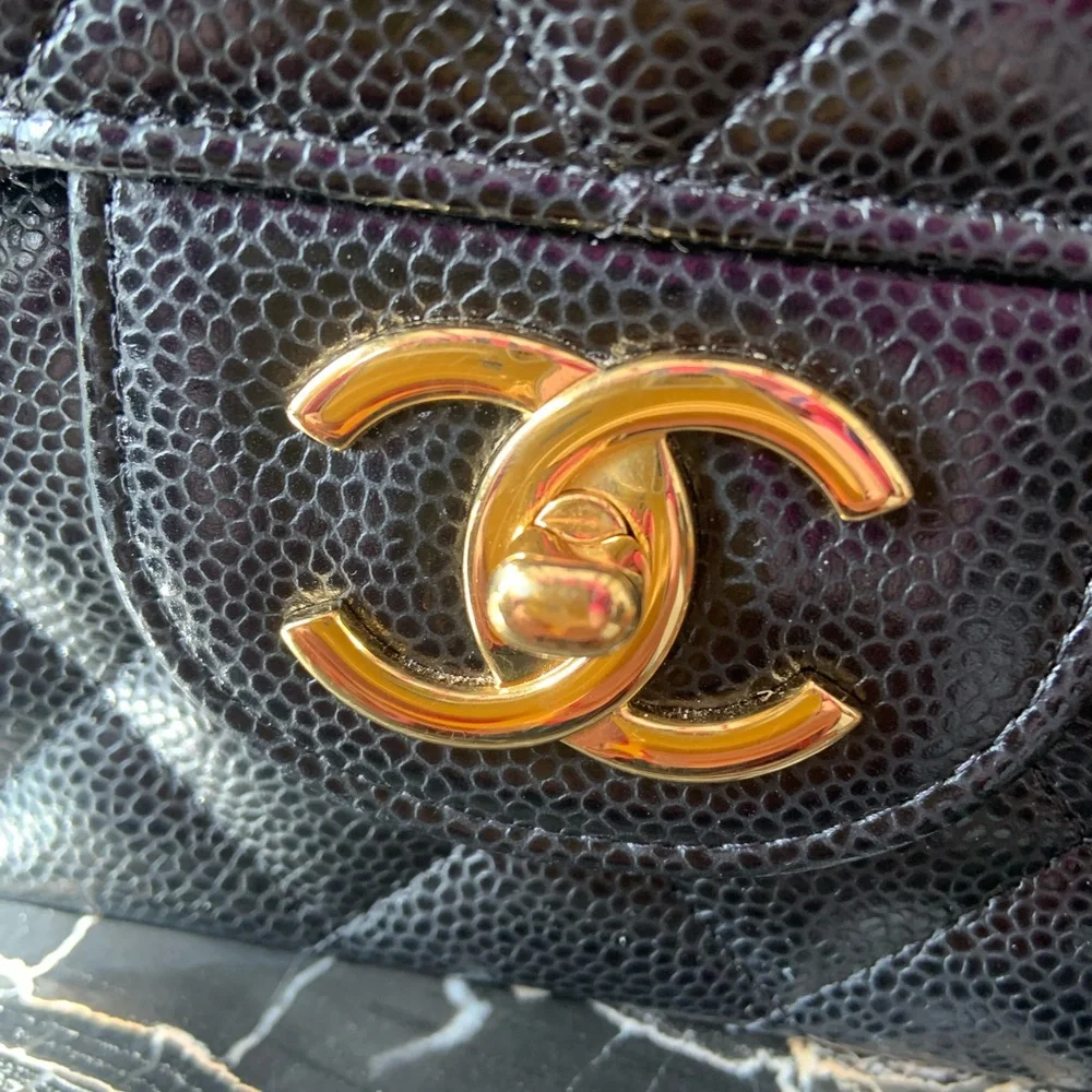 Classic Caviar black Chanel jumbo double flap‎ bag