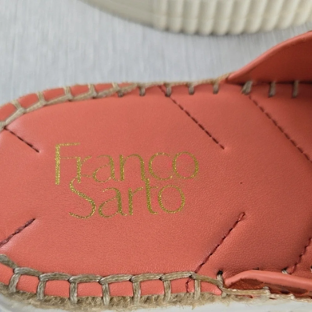 Franco Sarto Birch Orange Snakeskin Leather Espadrille Platform Sandals Mens 8M