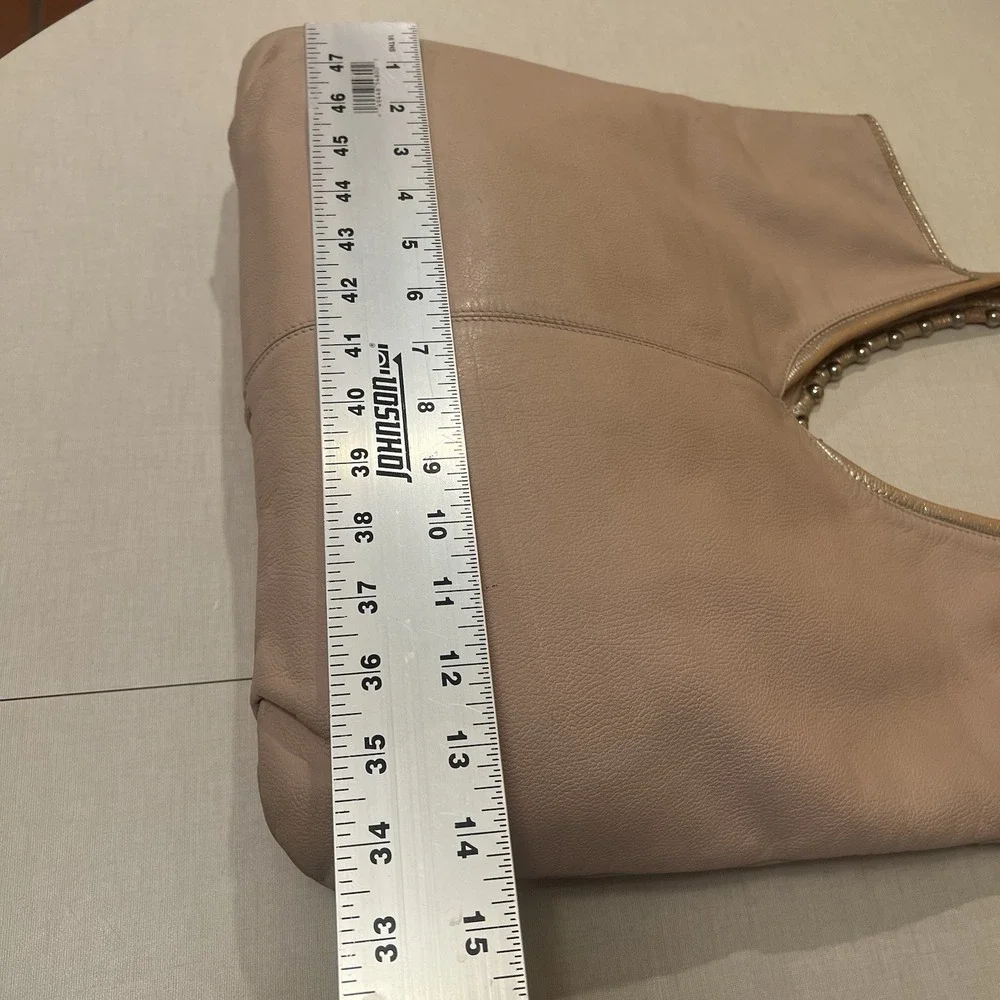 Bon Bonite Blush Pink Leather Hobo Shoulder Bag Metal Beads Dark Cottage‎ Grunge