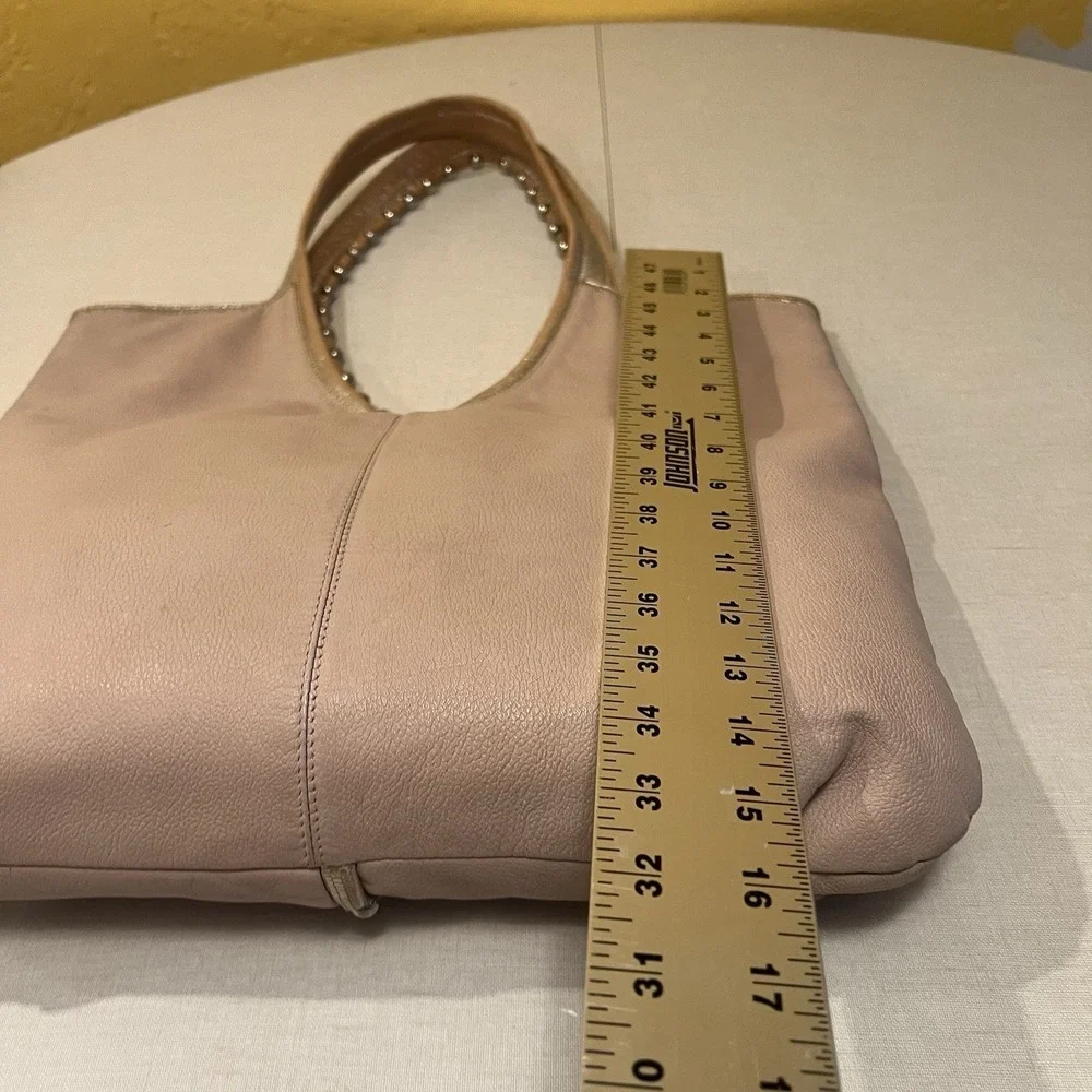 Bon Bonite Blush Pink Leather Hobo Shoulder Bag Metal Beads Dark Cottage‎ Grunge