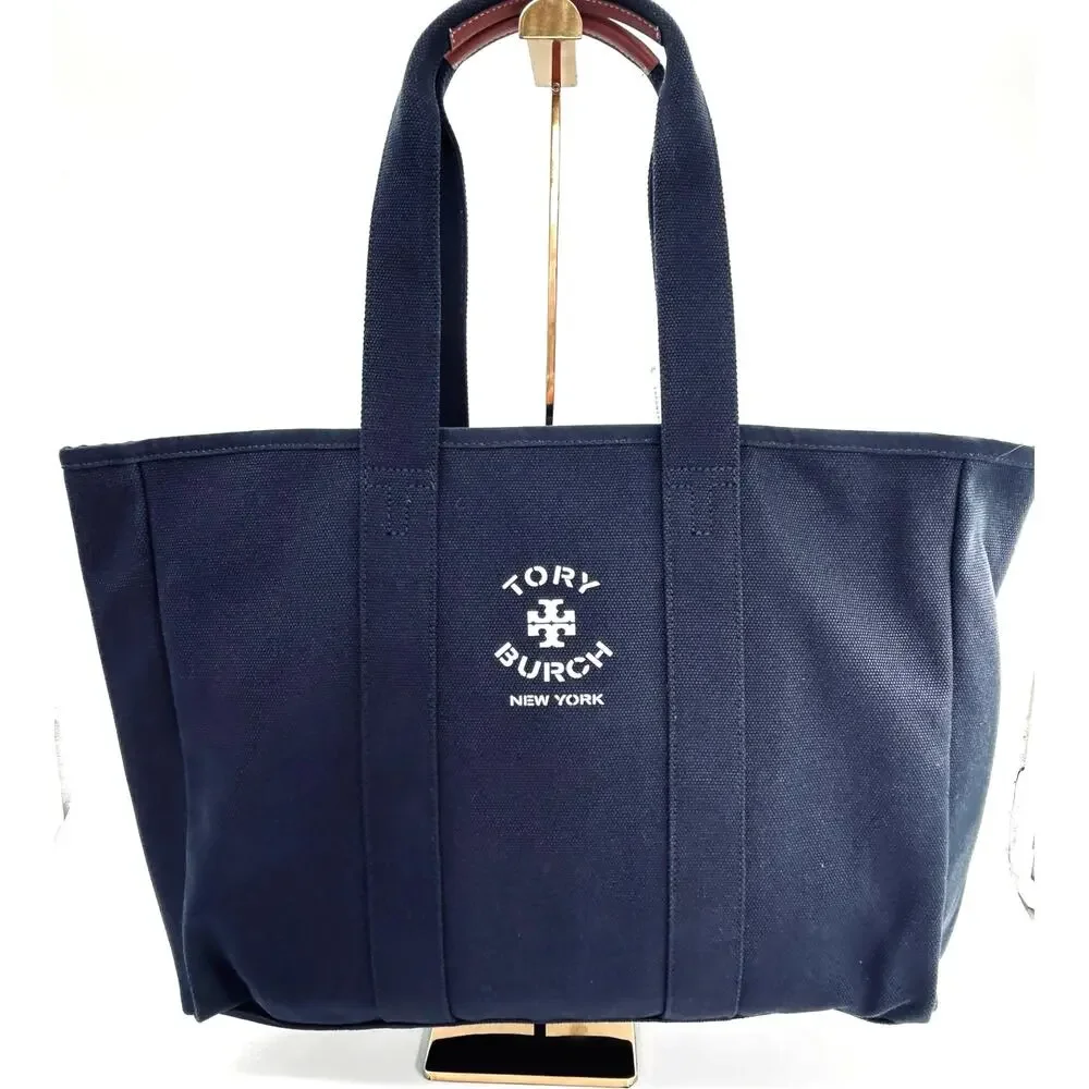 NWT Tory Burch Navy Warm‎ Night Canvas Tote