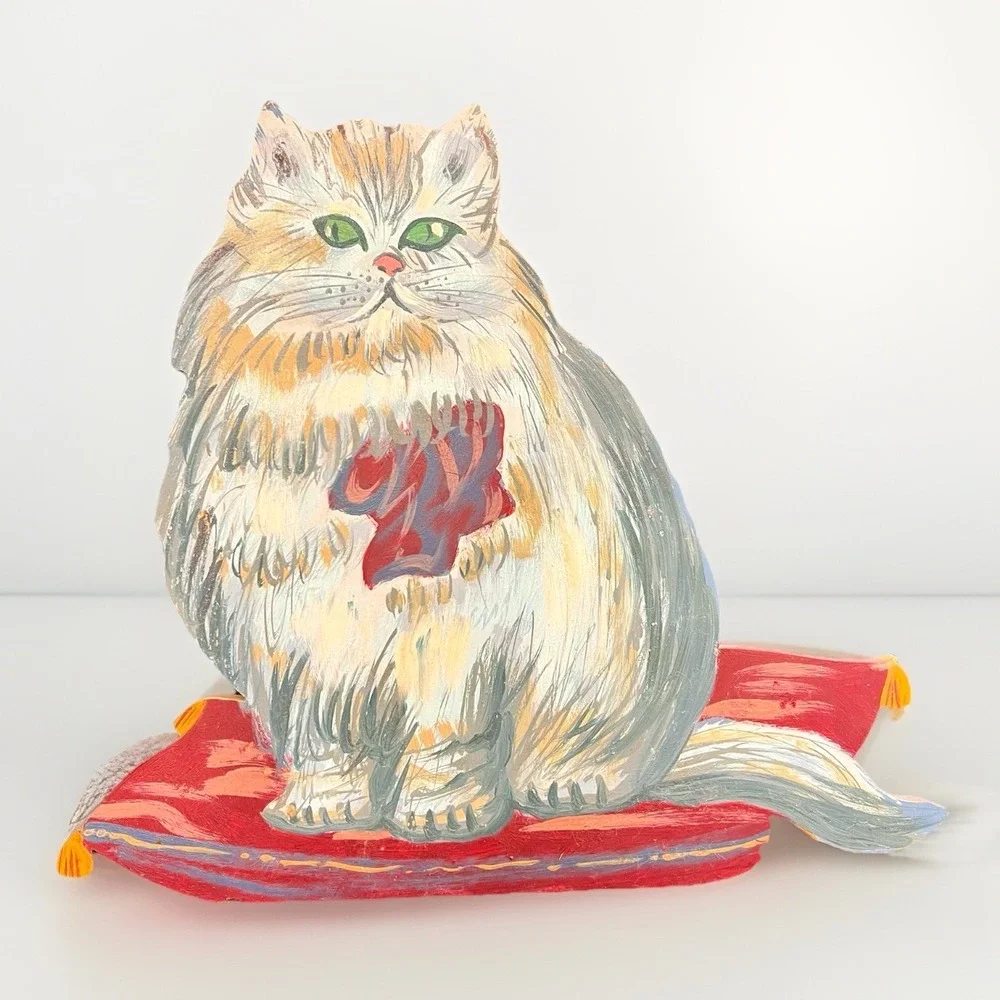 The Strata Group 1990‎ Accessories Hand Painted Wooden Cat Display 14