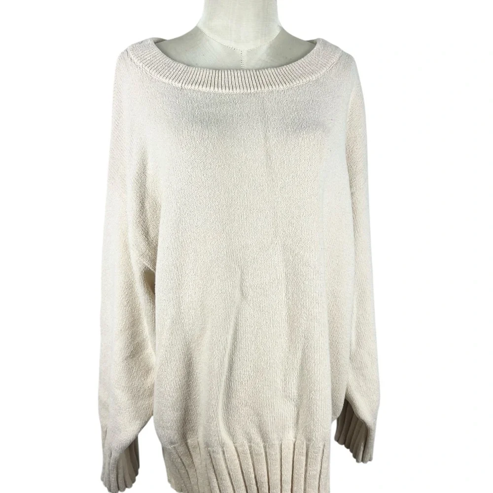 Free People Street Fair Tunic Sweater size Medium‎ ivory over-sized
