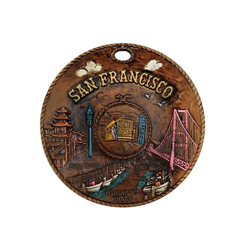 Vintage San Francisco 3D Relief Wall Plaque Souvenir Made in Japan 8‎ Inch