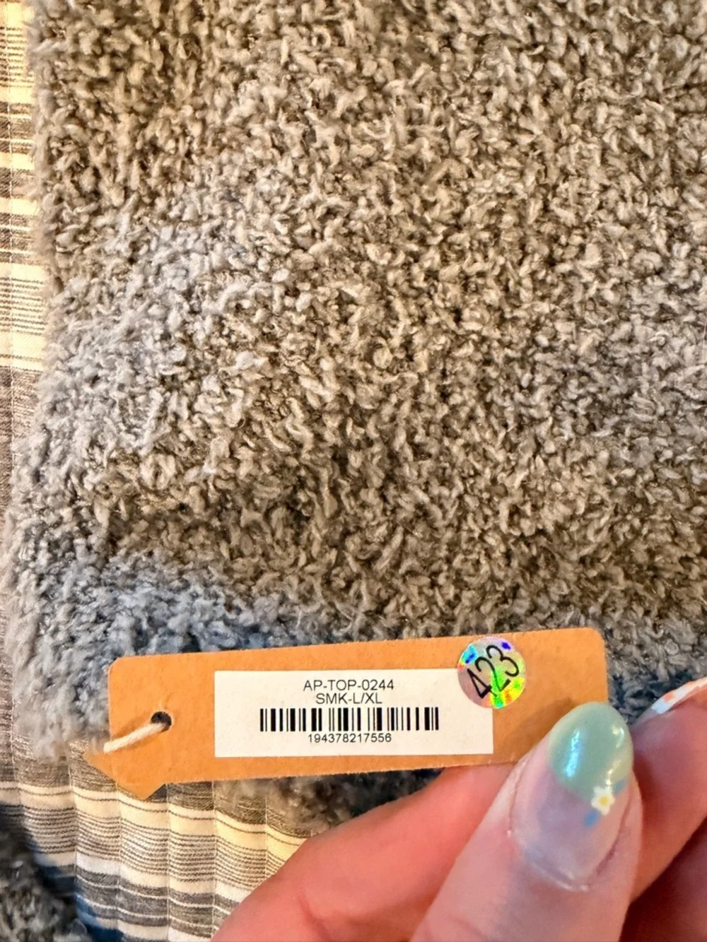Nwt Skims Cozy Gray Tie-Front Women’s Sweater size L/XL