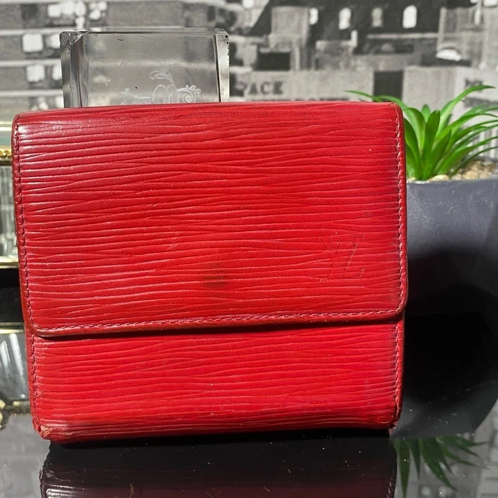 Authentic Louis Vuitton Vintage Red Epi Wallet