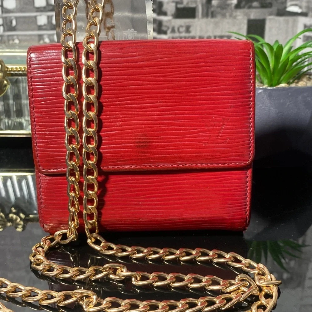 Authentic Louis Vuitton Vintage Red Epi Wallet