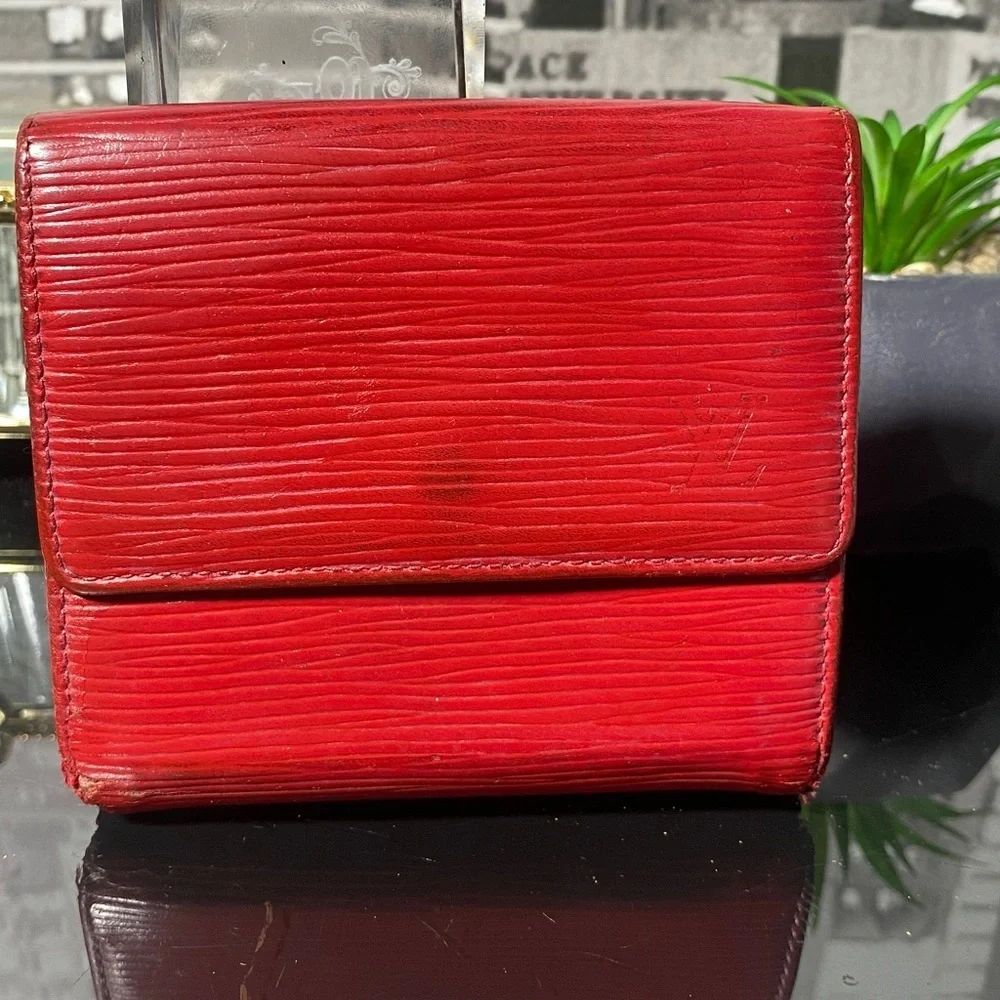 Authentic Louis Vuitton Vintage Red Epi Wallet