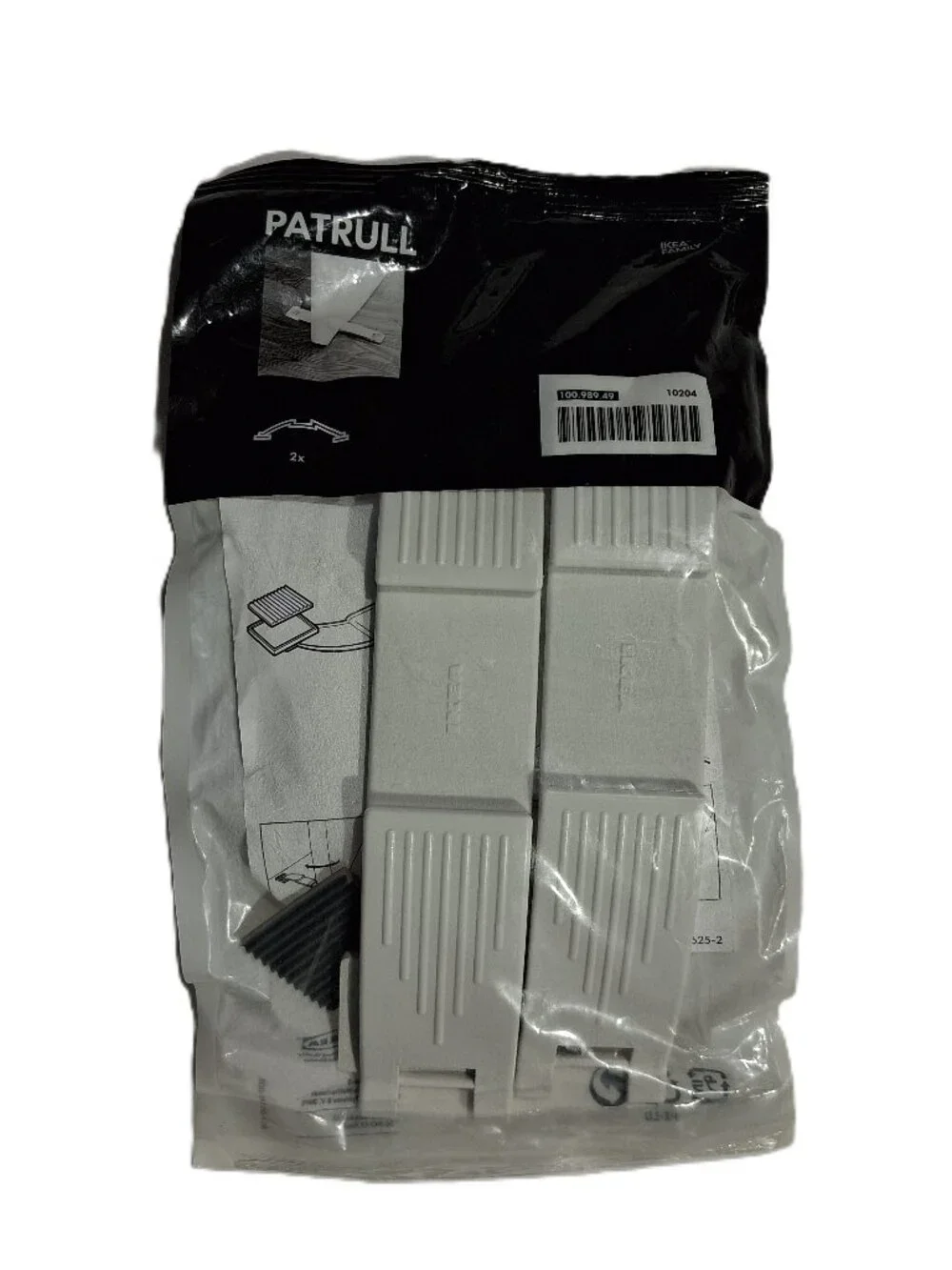 IKEA PATRULL DOOR STOP Lot of 8 Total Stops 4/2 pks NEW White Plastic Sealed