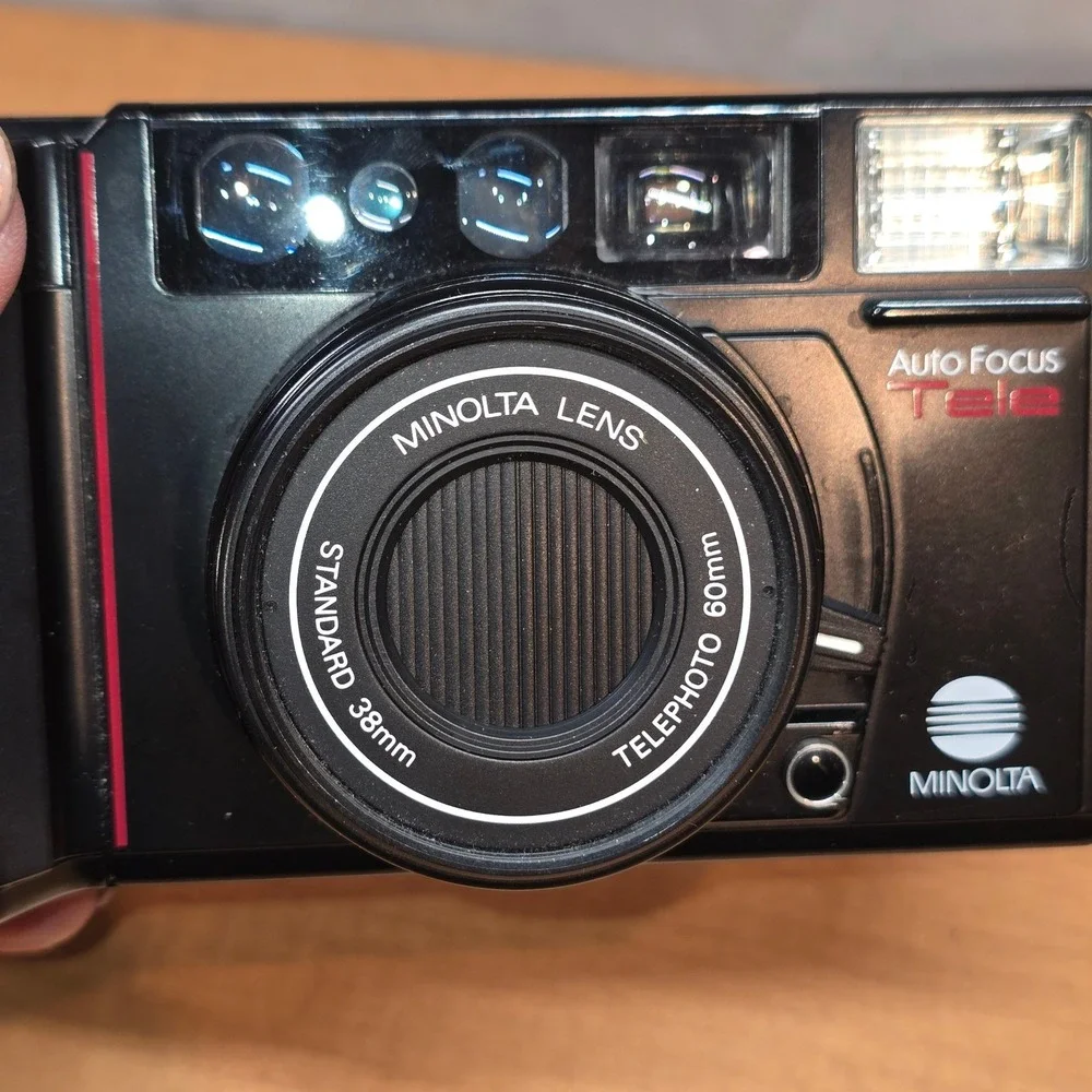 Vintage‎ Minolta AF-Tele Point & Shoot Film Camera 38-60mm Lens Auto Focus READ