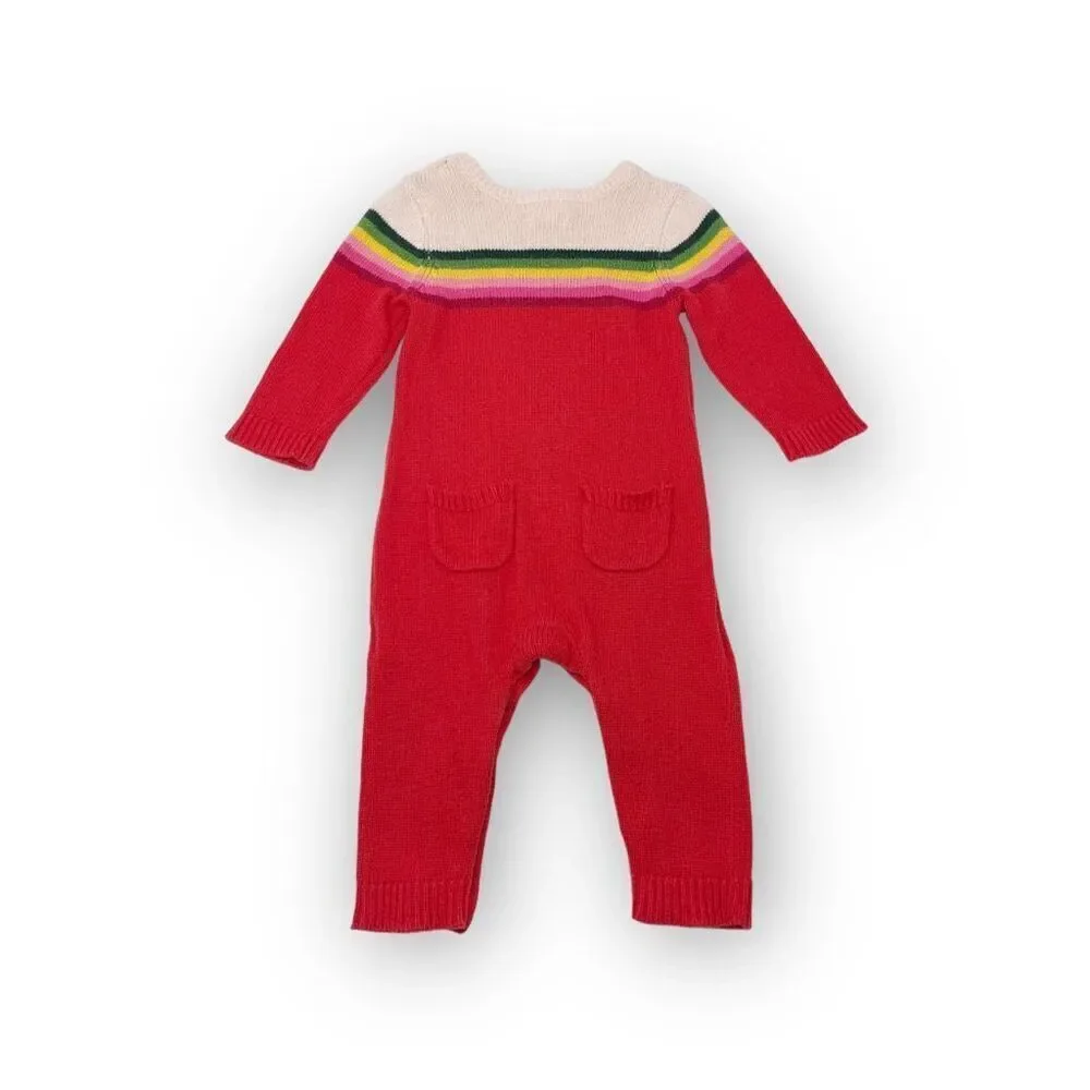Gymboree Knit Red Rainbow Romper One Piece Baby Size 3-6 Months