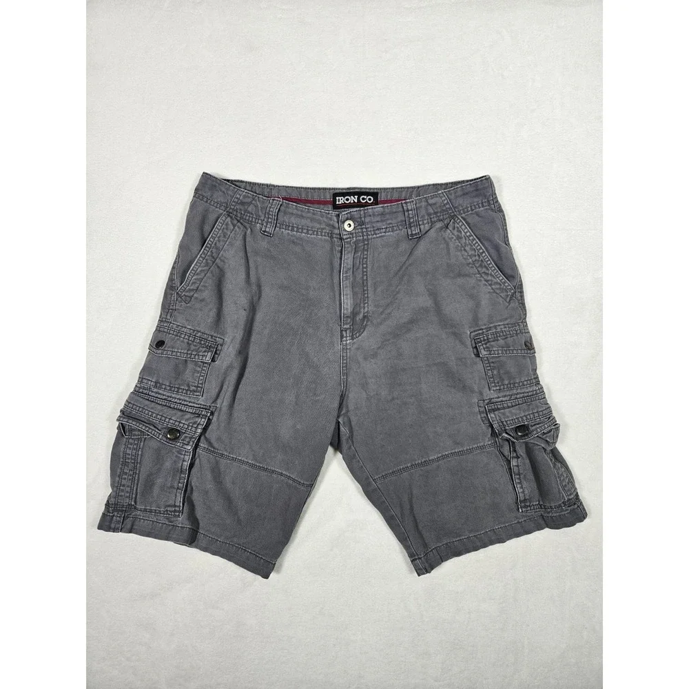 Iron Co Cargo Shorts Men's Size 34 Gray Performance‎ Stretch Hiking Outdoors