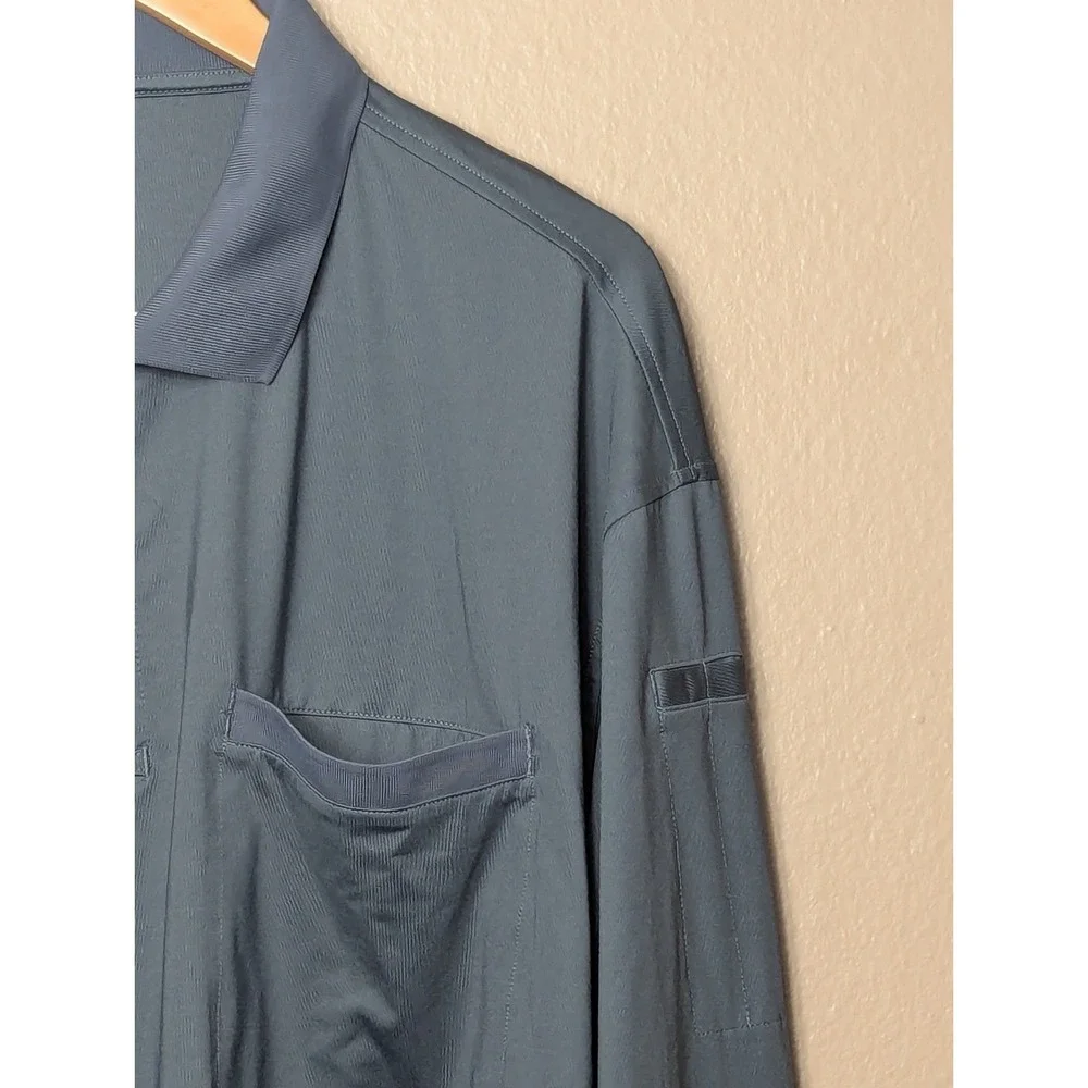 Duluth‎ Trading Polo Shirt Mens 3XL Gray Long Sleeve Relaxed Fit Stretch