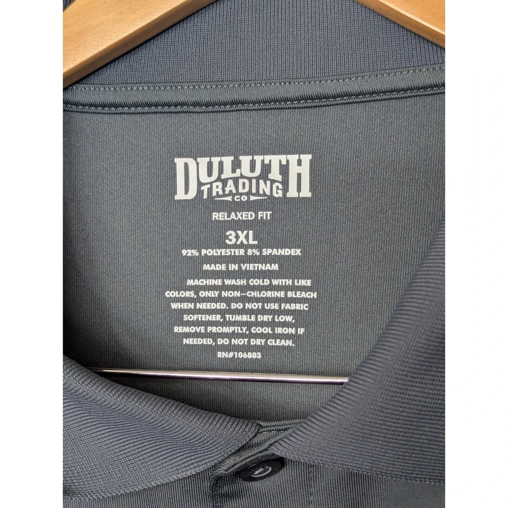 Duluth‎ Trading Polo Shirt Mens 3XL Gray Long Sleeve Relaxed Fit Stretch