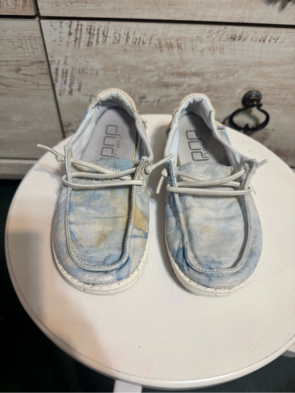Hey Dude Kids Canvas Slip-On Sneakers in Light Blue and Cream