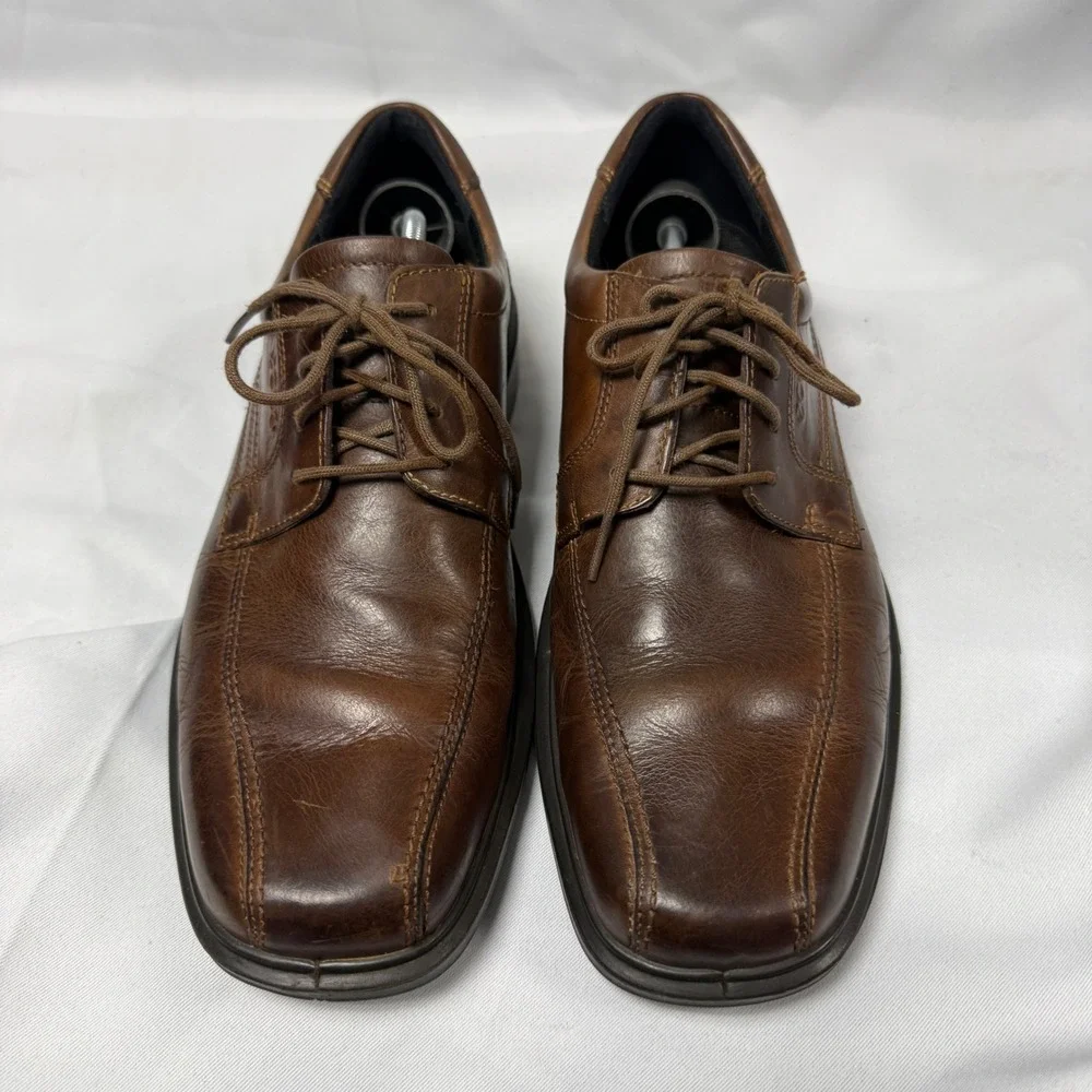 ECCO Helsinki Mens Brown Leather Bicycle Toe Oxford Dress Shoes EU 44 US 10-10.5