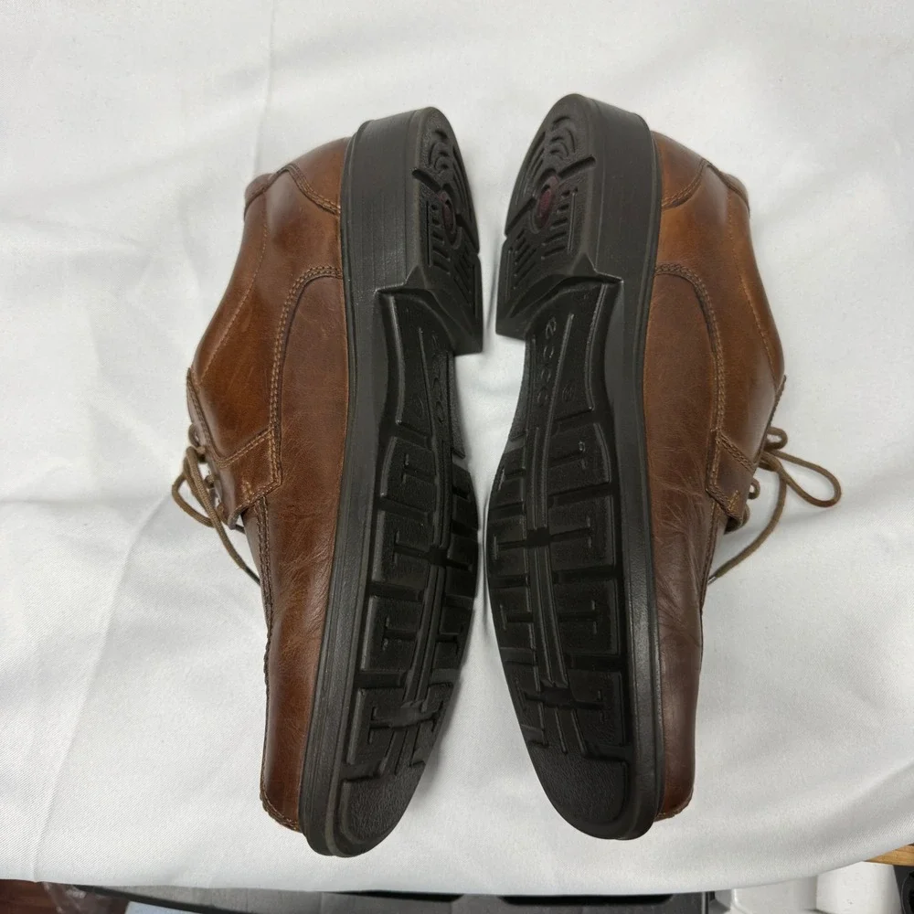 ECCO Helsinki Mens Brown Leather Bicycle Toe Oxford Dress Shoes EU 44 US 10-10.5