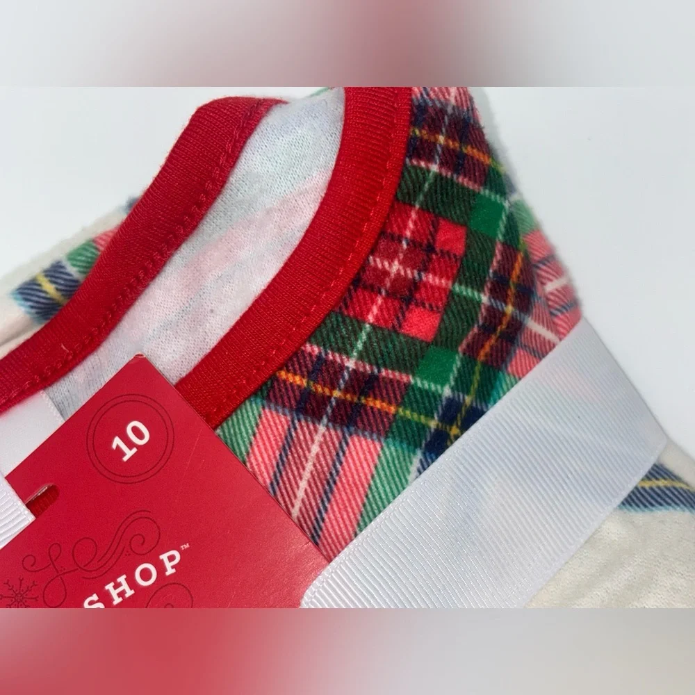 WONDERSHOP Girls Christmas Nightgown Lot Set Pajama Tartan Plaid Dress‎ NEW 8 10