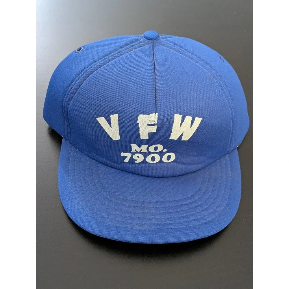 Vintage VFW Hat Blue‎ Foam Snapback OSFM VFW MO. 7900 Toppers Hats