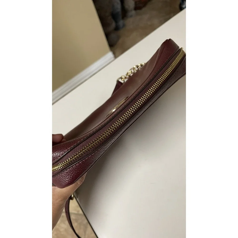 Michael Kors Fulton Crossbody Bag Melton‎ Burgundy Leather MK Logo
