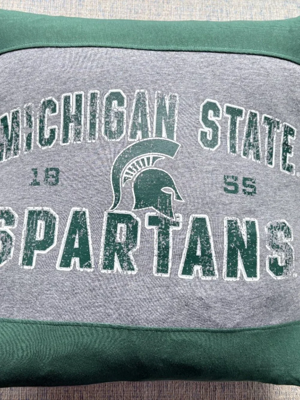 Michigan State University Spartans reworked t-shirt throw pillow cover only