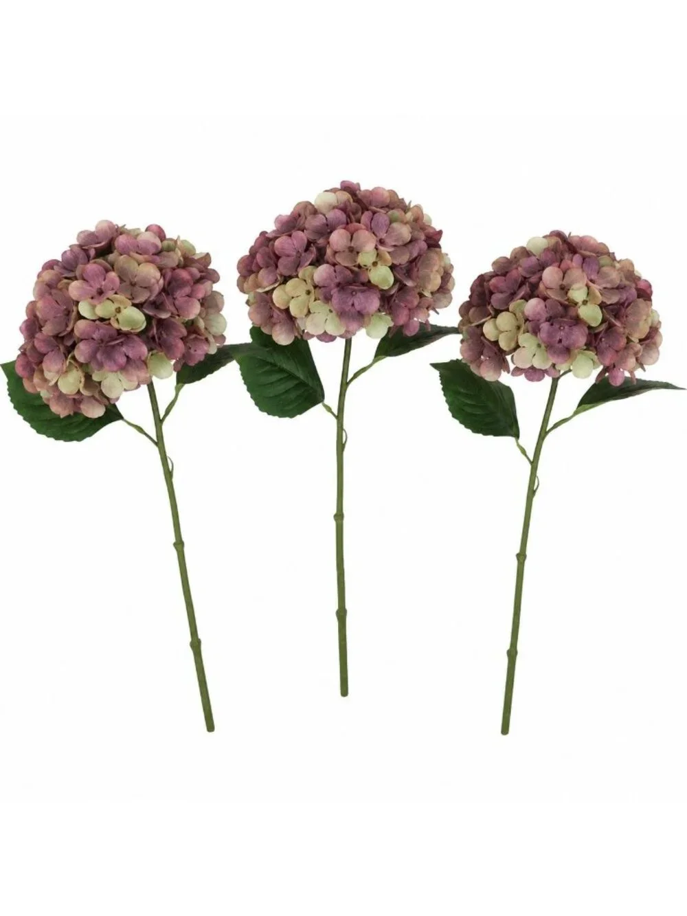 Hydrangea Stems Dusty Mauve Faux Artificial Set of 3