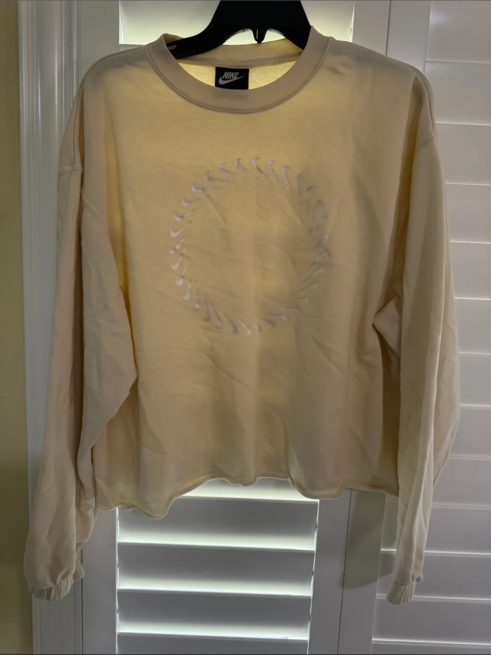 Nike Cream Crewneck Sweatshirt with Subtle Reflective Swoosh Circle