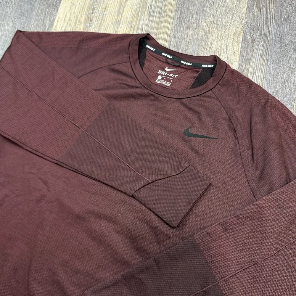 Nike Golf Dri-FIT Crewneck Pullover Men's L Burgundy Long Sleeve Performance Top