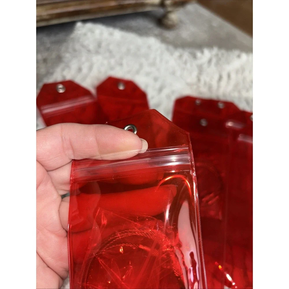 Eight‎ Red Clear Luggage/Cruise Tags.With Hangers, 3105.